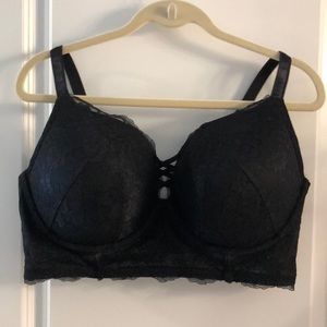 Torrid black lace push up longline bra 42DDD